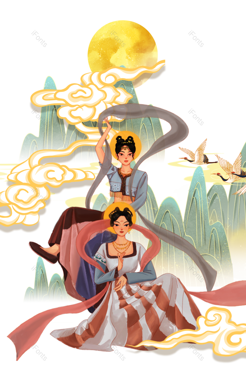乐器图片,卡通人物元素,古风人物PNG,免抠素材